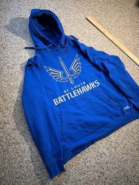 XFL St. Louis Battlehawks Blue Pullover Hoodie Size L